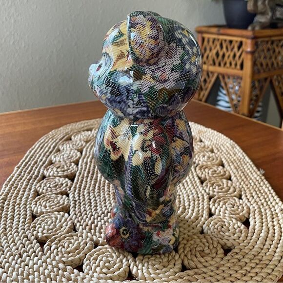 Joan Baker Designs Original Porcelain Decoupage Floral Patchwork Bear Figurine - Picture 8 of 10